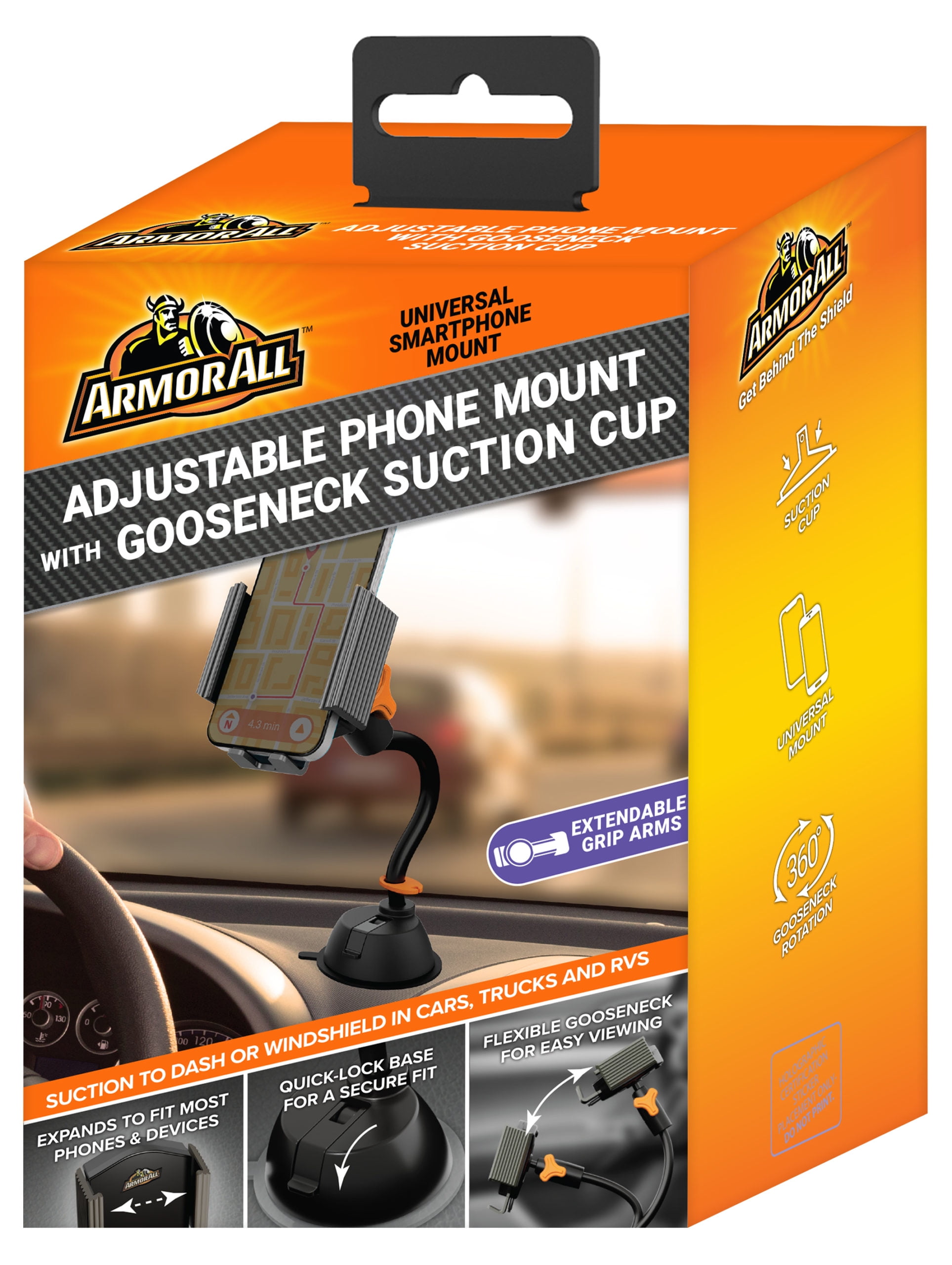 Black Adjustable Smartphone Mount with Gooseneck Suction Cup