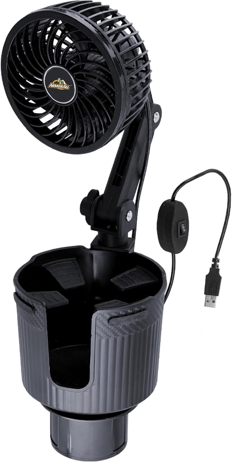 Armor All Car Fan Cupholder, 2-in-1 XL Cupholder and Mini 2-Speed ...