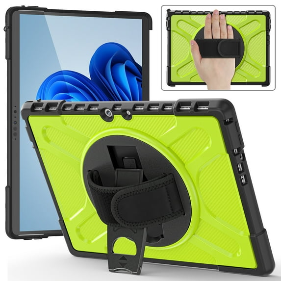 Armor Case Designed for Microsoft Surface Pro 8 Case 13 Inch 2021, with Hand Strap Heavy Duty Protection Kickstand Shockproof Military Drop Tested Rugged Case for Surface Pro 8 2021 Release - Green