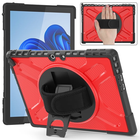 Armor Case Designed for Microsoft Surface Pro 9 Case, with Hand Strap Heavy Duty Protection Kickstand Shockproof Military Drop Tested Rugged Case for Surface Pro 9 2022 Release - Red