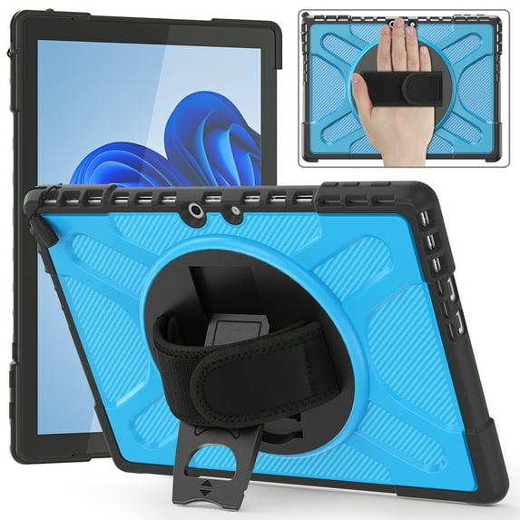 Armor Case Designed for Microsoft Surface Pro 9 Case, with Hand Strap Heavy Duty Protection Kickstand Shockproof Military Drop Tested Rugged Case for Surface Pro 9 2022 Release - Blue