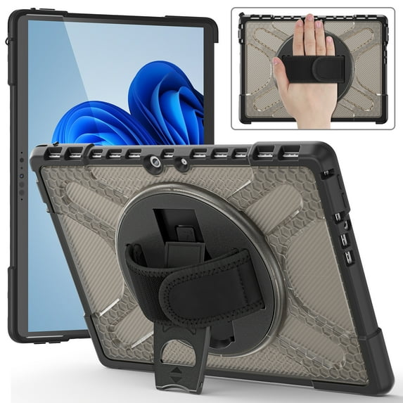 Armor Case for Microsoft Surface Pro 8 Case 13 Inch 2021, with Hand Strap Heavy Duty Protection Kickstand Shockproof Military Drop Tested Rugged Case for Surface Pro 8 2021 Release - Darkbrown