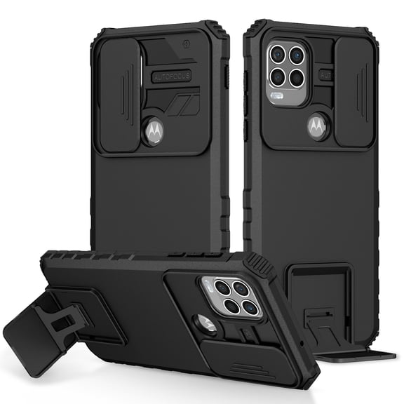 Armor Case for Motorola Moto G Stylus 5G 2021 6.8 inch, Stand Case with Slide Camera Cover & Kickstand Military Grade Shockproof Heavy Duty Protective for Motorola Moto G Stylus 5G 2021, Black