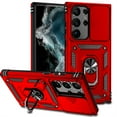 thumbnail image 1 of Armor Case for Samsung Galaxy S25 Ultra with Camera Lens Sliding Cover & Ring Stand & Support Magnetic Car Mount, Military Grade Shockproof Heavy Duty Protective Case for Galaxy S25 Ultra, Red, 1 of 8
