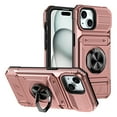thumbnail image 1 of Armor Case for iPhone 13 with Hidden Credit Card Slot Ring Stand [360° Rotatable Ring Holder Magnetic Kickstand][Support Car Mount]Shockproof Phone Case For iPhone 13, Rosegold, 1 of 7