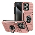 thumbnail image 1 of Armor Case for iPhone 14 Pro Heavy Duty Kickstand Case with Rotate Ring Stand & Card Holder Slot,Support Magnetic Car Mount Shockproof Rugged Back Phone Case For iPhone 14 Pro, Rosegold, 1 of 7