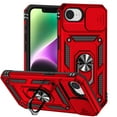 thumbnail image 1 of Armor Case for iPhone 16e with Camera Lens Sliding Cover & Ring Stand & Support Magnetic Car Mount, Military Grade Shockproof Heavy Duty Protective Case for iPhone 16e, Red, 1 of 9