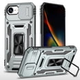 thumbnail image 1 of Armor Case for iPhone 16e with Sliding Camera Cover & Kickstand, Heavy Duty Military Grade Protection Phone Case, Built-in 360° Rotate Ring Stand, Shockproof Full Body Rugged Case, Gray, 1 of 7