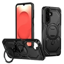 Armor Designed for Samsung Galaxy A16 5G/4G Magnetic Case, Rugged Shockproof, with 360 Rotate Ring Kickstand, Hard Anti-Drop Heavy Duty Protection Hybrid Phone Cover for Galaxy A16 5G/4G, Black