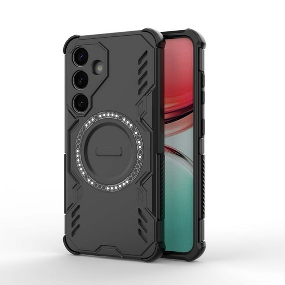 Armor Designed for Samsung Galaxy S25 Plus Case, Built-in Magnet Compatible with MagSafe Charging Slim Lightweight Shockproof Dropproof Rugged Protective Phone Cover for Galaxy S25 Plus, Black