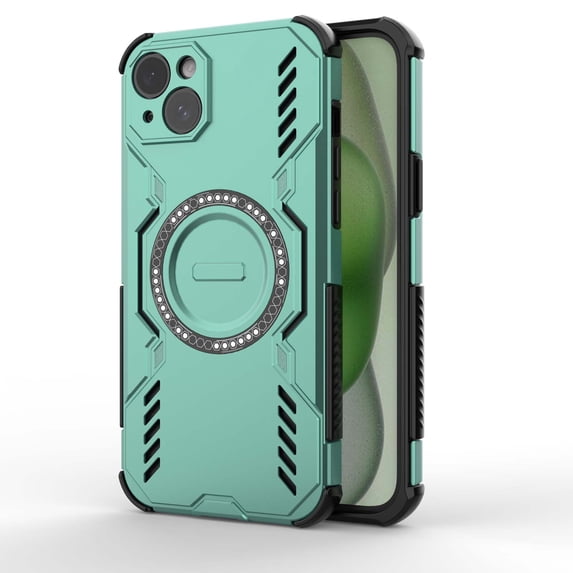Armor Designed for iPhone 15 Case, Built-in Magnet Compatible with MagSafe Charging Slim Lightweight Shockproof Dropproof Rugged Protective Phone Cover for iPhone 15, Green