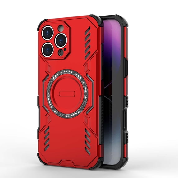Armor Designed for iPhone 15 Pro Max Case, Built-in Magnet Compatible with MagSafe Charging Slim Lightweight Shockproof Dropproof Rugged Protective Phone Cover for iPhone 15 Pro Max, Red