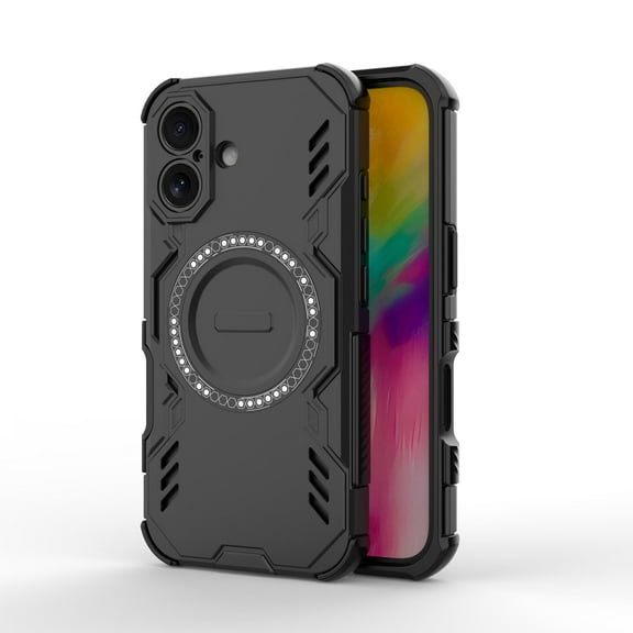 Armor Designed for iPhone 16 Case, Built-in Magnet Compatible with MagSafe Charging Slim Lightweight Shockproof Dropproof Rugged Protective Phone Cover for iPhone 16, Black
