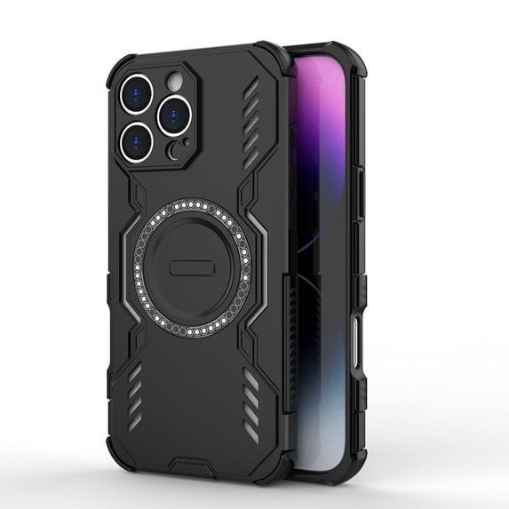Armor Designed for iPhone 16 Pro Case, Built-in Magnet Compatible with MagSafe Charging Slim Lightweight Shockproof Dropproof Rugged Protective Phone Cover for iPhone 16 Pro, Black
