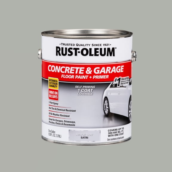 Armor Gray, Rust-Oleum Concrete and Garage Floor Satin Paint & Primer-225359, 1 gal