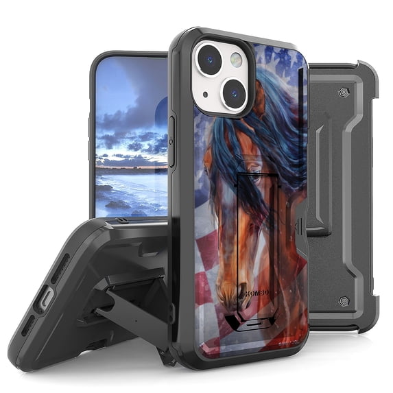 Armor Kombo Holster Rugged Cover Designed For Apple iphone 13 6.1" Case Black/Black