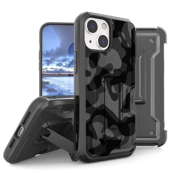 Armor Kombo Holster Rugged Cover Designed For Apple iphone 13 6.1" Case Black/Black
