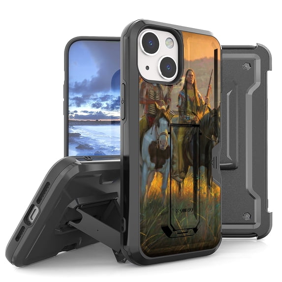 Armor Kombo Holster Rugged Cover Designed For Apple iphone 13 6.1" Case Black/Black