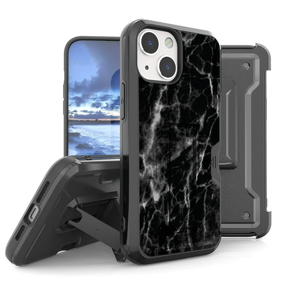 Armor Kombo Holster Rugged Cover Designed For Apple iphone 13 6.1" Case Black/Black