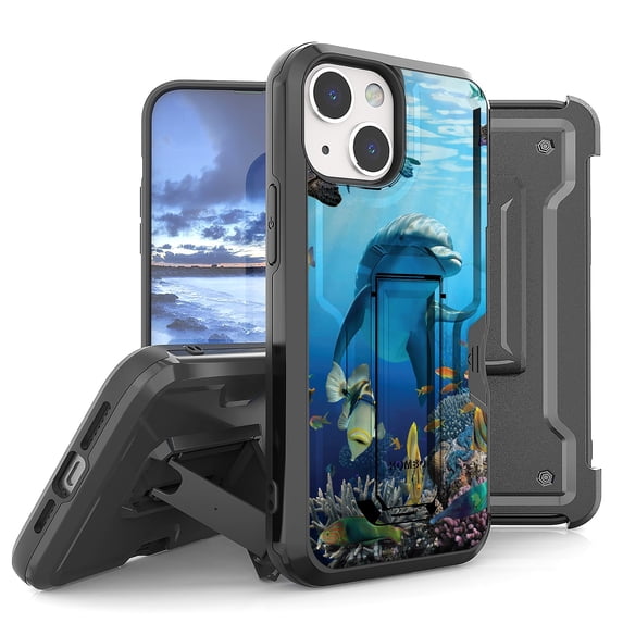 Armor Kombo Holster Rugged Cover Designed For Apple iphone 13 6.1" Case Black/Black