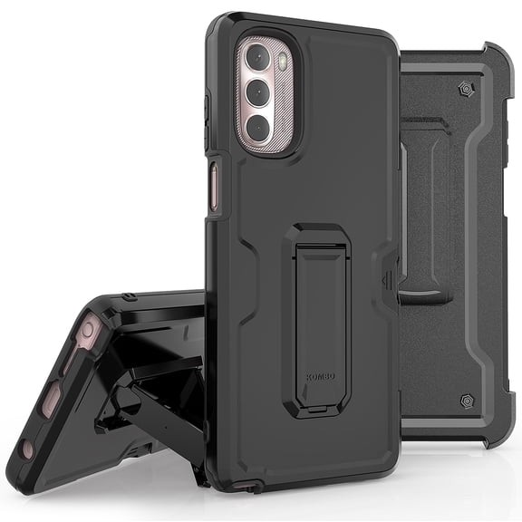Armor Kombo Holster Rugged Cover Designed For Moto G Stylus 2022 Case Transparent Clear And Skull Series