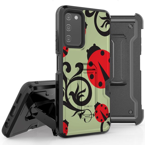 Armor Kombo Holster Rugged Cover Designed For Samsung Galaxy A03S Case Transparent Clear And Skull Series