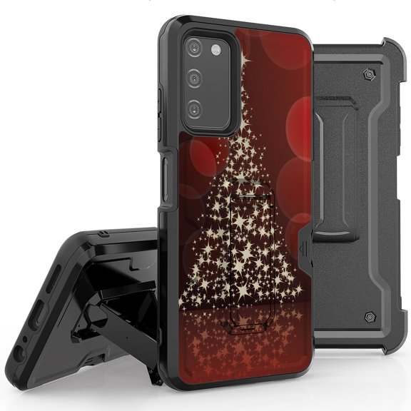 Armor Kombo Holster Rugged Cover Designed For Samsung Galaxy A03S Case Transparent Clear And Skull Series
