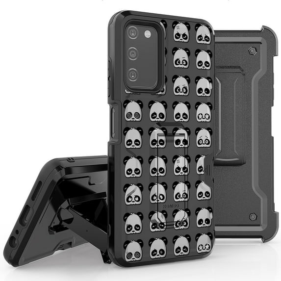 Armor Kombo Holster Rugged Cover Designed For Samsung Galaxy A03S Case Transparent Clear And Skull Series