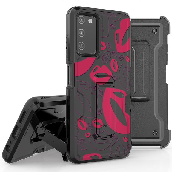 Armor Kombo Holster Rugged Cover Designed For Samsung Galaxy A03S Case Transparent Clear And Skull Series