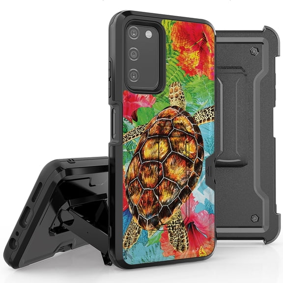 Armor Kombo Holster Rugged Cover Designed For Samsung Galaxy A03S Case Transparent Clear And Skull Series