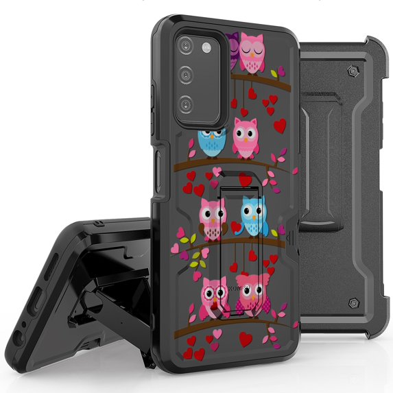 Armor Kombo Holster Rugged Cover Designed For Samsung Galaxy A03S Case Transparent Clear And Skull Series