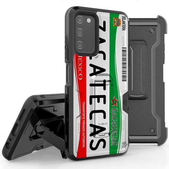 Armor Kombo Holster Rugged Cover Designed For Samsung Galaxy A03S Case Transparent Clear And Skull Series