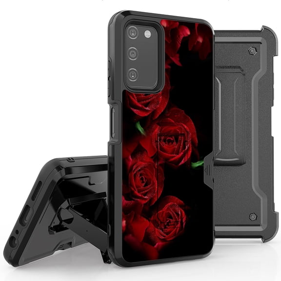 Armor Kombo Holster Rugged Cover Designed For Samsung Galaxy A03S Case Transparent Clear And Skull Series