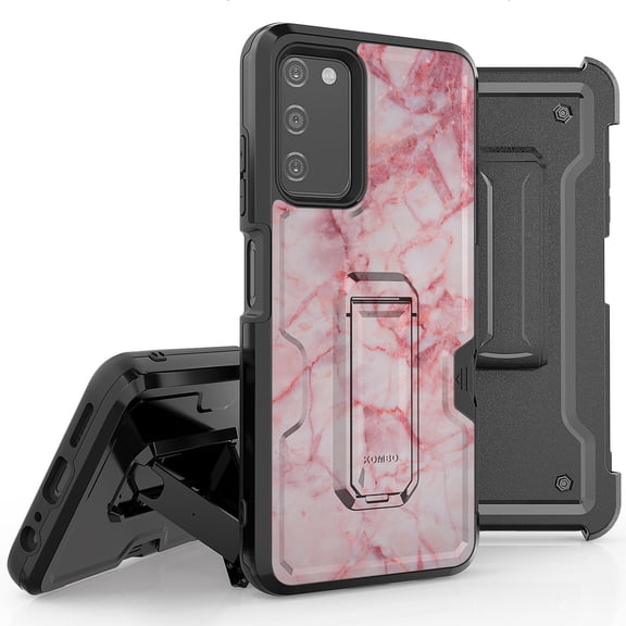 Armor Kombo Holster Rugged Cover Designed For Samsung Galaxy A03S Case Transparent Clear And Skull Series