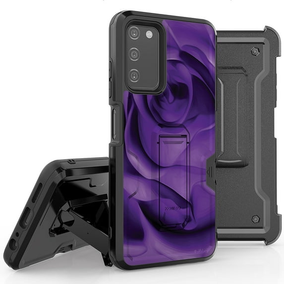 Armor Kombo Holster Rugged Cover Designed For Samsung Galaxy A03S Case Transparent Clear And Skull Series
