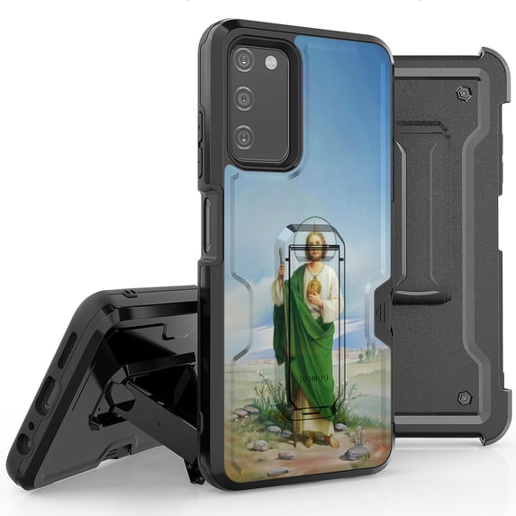 Armor Kombo Holster Rugged Cover Designed For Samsung Galaxy A03S Case Transparent Clear And Skull Series