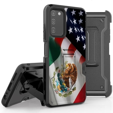 Armor Kombo Holster Rugged Cover Designed For Samsung Galaxy A03S Case Transparent Clear And Skull Series