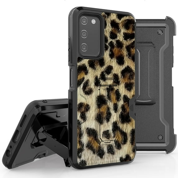 Armor Kombo Holster Rugged Cover Designed For Samsung Galaxy A03S Case Transparent Clear And Skull Series