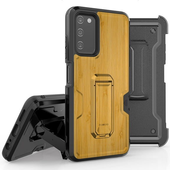 Armor Kombo Holster Rugged Cover Designed For Samsung Galaxy A03S Case Transparent Clear And Skull Series