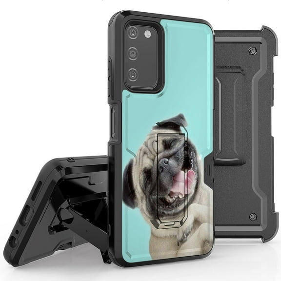 Armor Kombo Holster Rugged Cover Designed For Samsung Galaxy A03S Case Transparent Clear And Skull Series