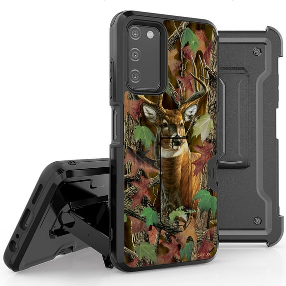 Armor Kombo Holster Rugged Cover Designed For Samsung Galaxy A03S Case Transparent Clear And Skull Series