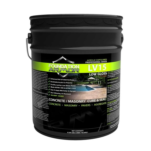 Armor LV15 SOLVENT-BASED LOW GLOSS WET LOOK ACRYLIC CURE AND SEAL FOR NEW CONCRETE (5 GAL)