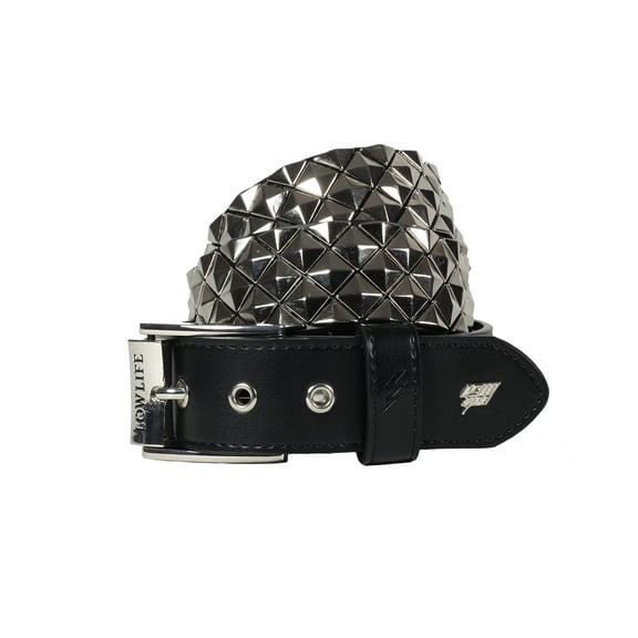 Armor Leather Belt [Black and Silver]