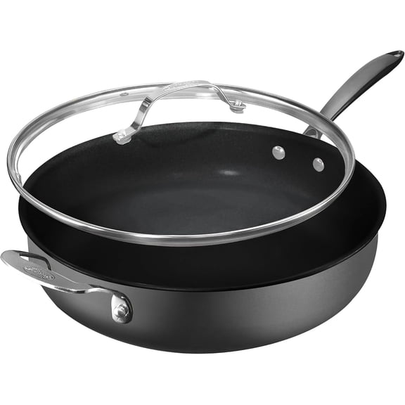 Granitestone Armor Max 5.5 Quart.Sauté Pan with Lid - 12 Inch Non Stick Deep Frying Pan with Lid, Large Frying Pan, Oven Safe Skillet with Lid, Multipurpose Jumbo Cooker, Stovetop/Dishwasher Safe