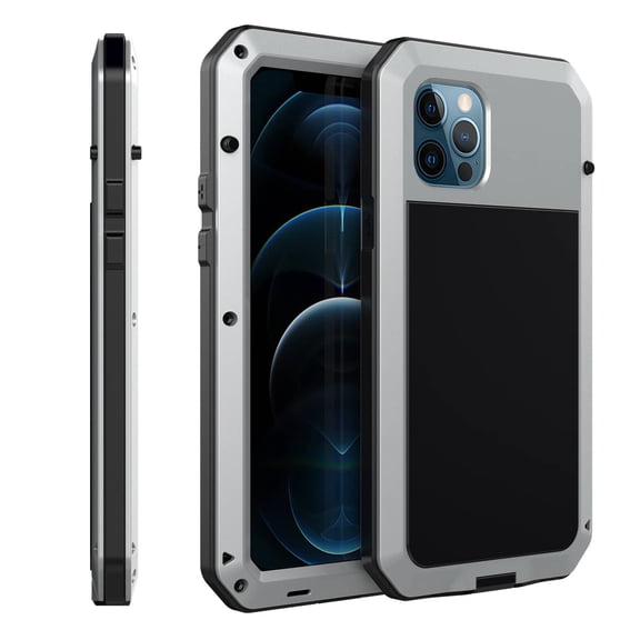 Armor Metal Aluminum Shockproof Phone Case for iPhone 12 Pro Max, 360 Full Body Protective Rugged Outdoor Military-Grade Shockproof Cover