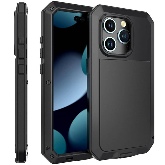 Armor Metal Aluminum Shockproof Phone Case for iPhone 15 Pro, 360 Full Body Protective Rugged Outdoor Military-Grade Shockproof Cover