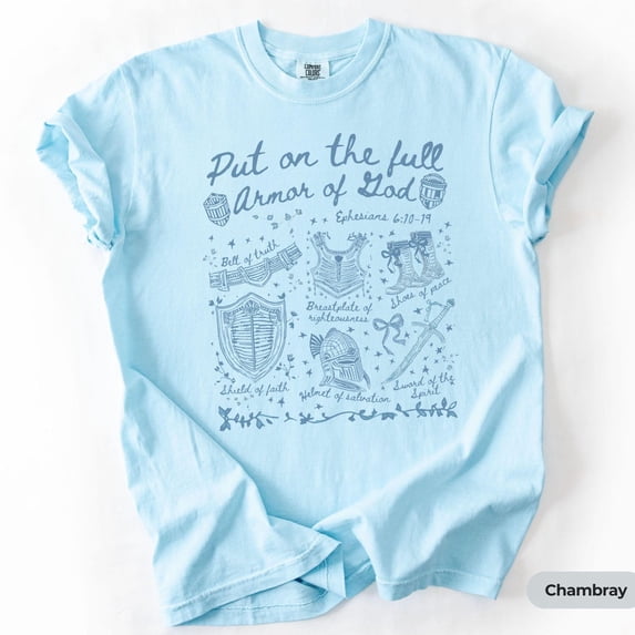 Armor Of God Christian Bible Verse Faith Based Religious Graphic Christ T-Shirt LIGHT BLUE Unisex S-5XL Hot Trending Shirt, Vintage Birthday Gift