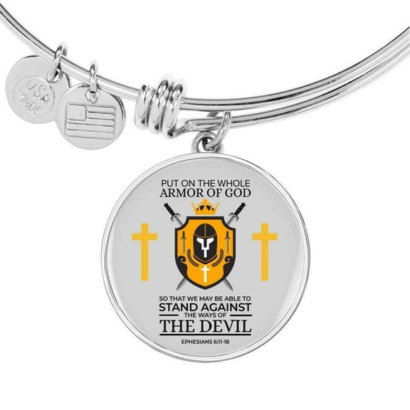 Armor Of God Ephesians 6:11-18 Engravable Stainless Steel Bangle Bracelet