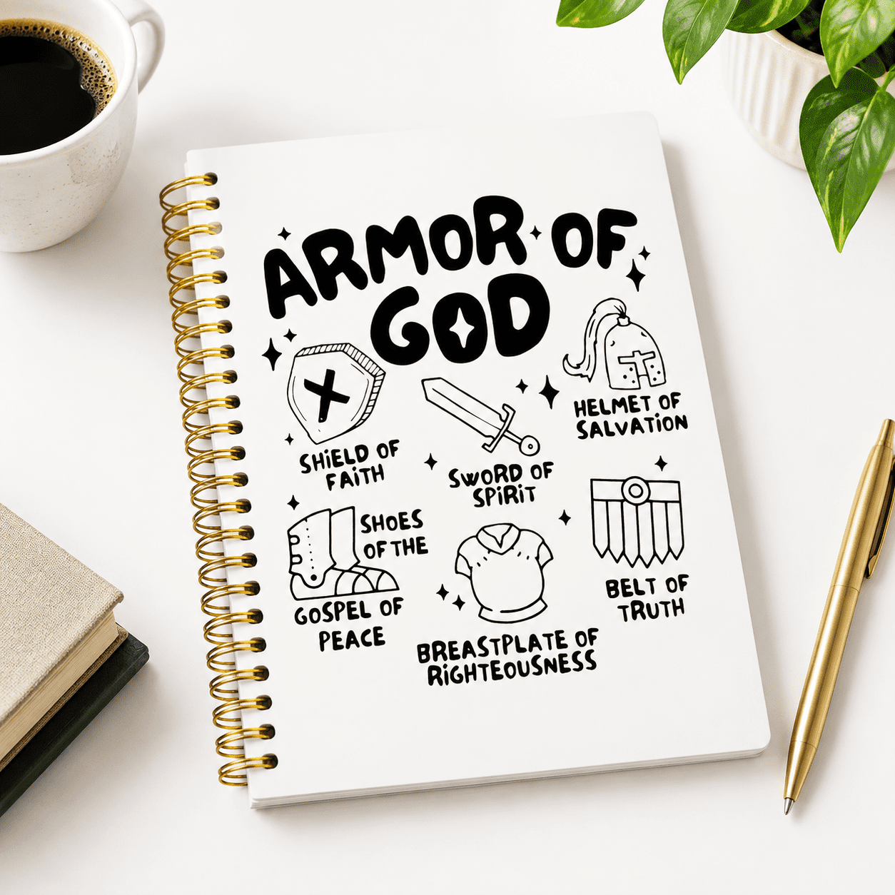 Armor Of God Spiral Notebook Gifts For Women Faith Ephesians 6:10-18 Prayer Journal Journaling ...