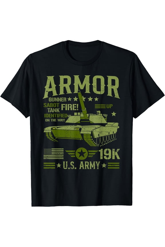 Armor Of US Military M1 Abrams Battle Tank 19K Tanker T-Shirt